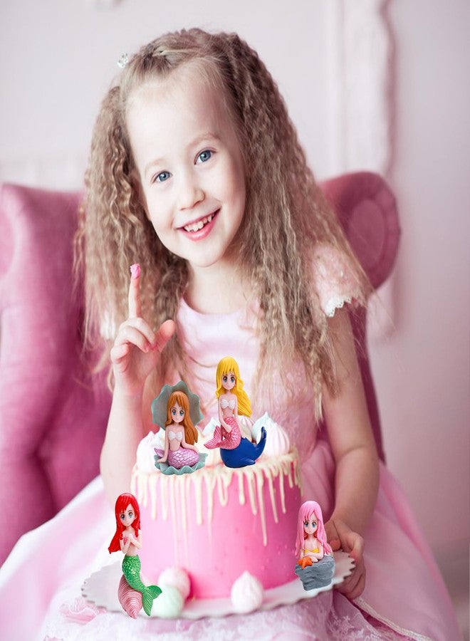 Morofme 4pcs Mermaid Cake Topper, Little Cute Mermaid Doll Figurines, Ocean Birthday Cupcake Topper Mermaids Princess Cake Decorations for Kids Girls Under the Sea Theme Birthday Baby Shower Party - Image 4